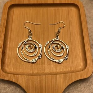 Spiral 🌀 Design Silver Tone Earrings